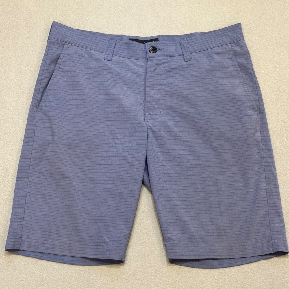 TRAVIS MATHEW Wanderlust Golf Short Mens 32 Blue Micro Ripstop Stretch Chino